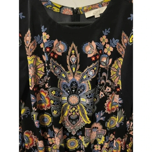 Ann Taylor Loft Black Floral Print Tunic Dress - Picture 6 of 8